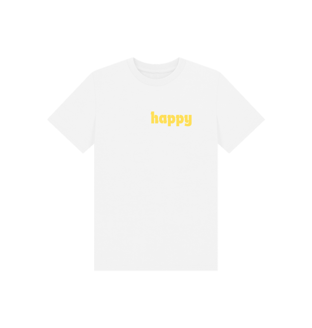 White Basic Happy T-Shirt