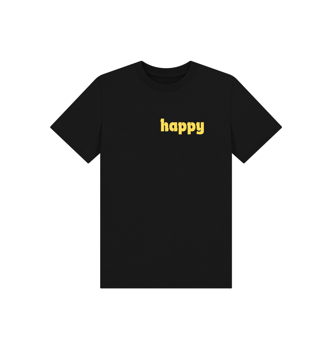 Black Basic Happy T-Shirt